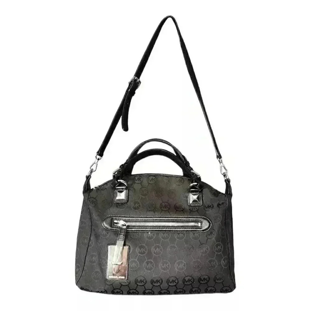 Michael Kors Grayson Satchel Bag - Large Canvas Leather Shoulder Handbag